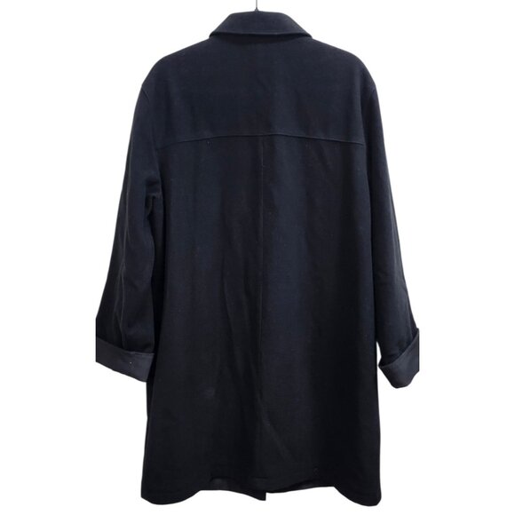 GALLERY Reversible Women's Coat Wool Side & Nylon Side Knee-Length Classic Black - Picture 5 of 13